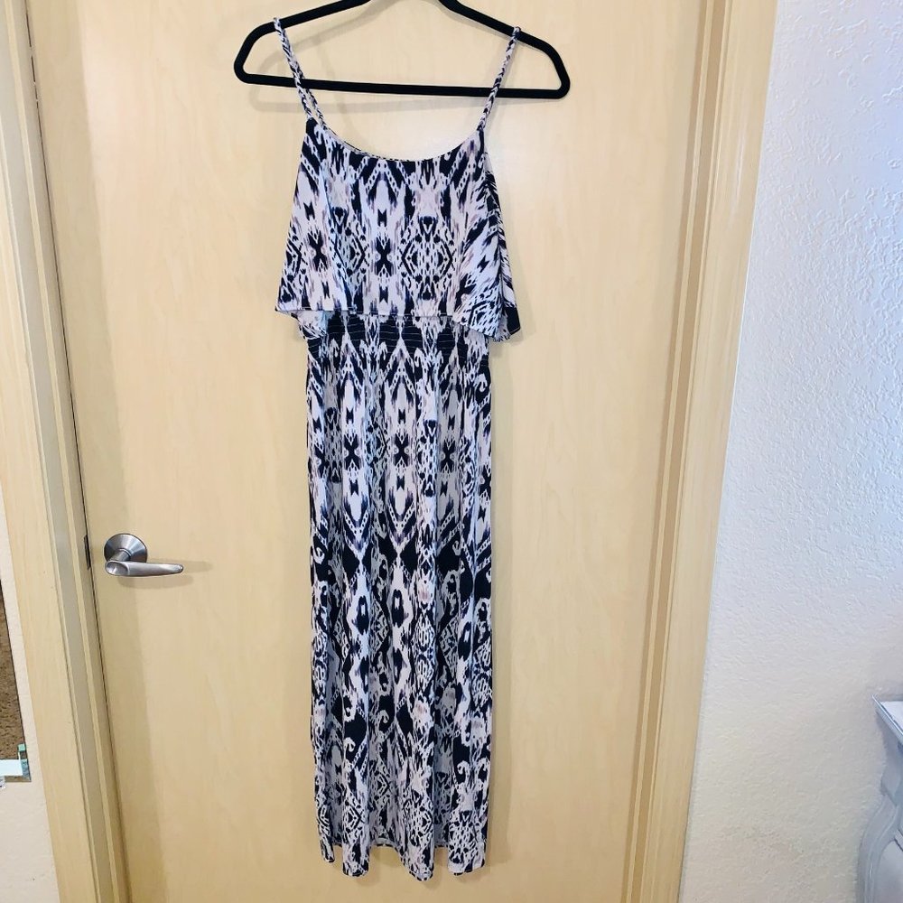 Octavia S Blue Ikat Print Maxi Dress